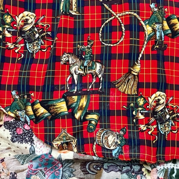 Vtg 1980s British Isles Red Plaid Button Down Shirt Soldiers Horses Graphic Sz M - Picture 7 of 7